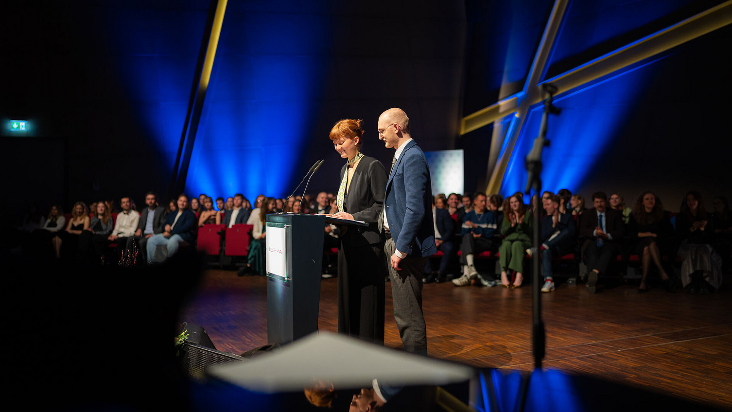 AStA-Sprecher*innen Hannah Spittler und Emil Jüchter