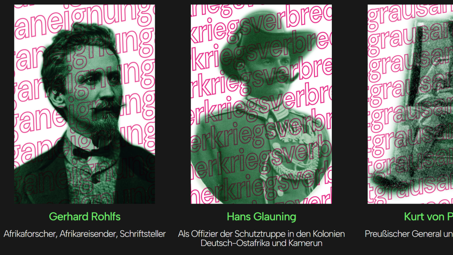 Biografien auf der Webseite Complicit Collectors