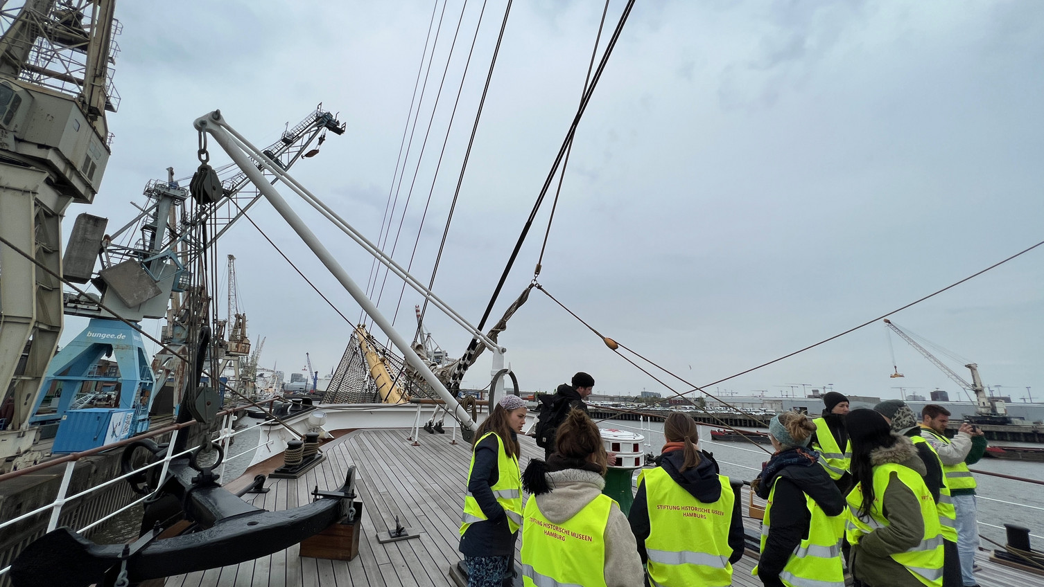 Students visit the port museum in Hamburg