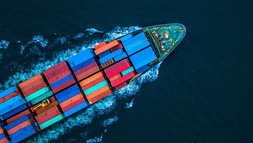 Draufsicht Containerschiff