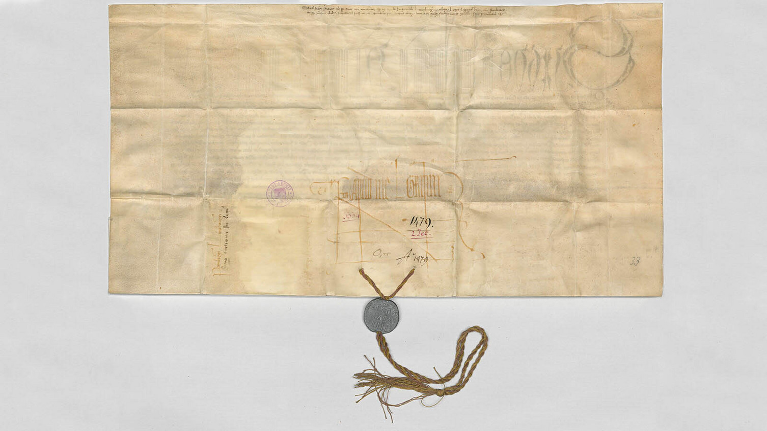 Urkunde von 1479, Rückseite